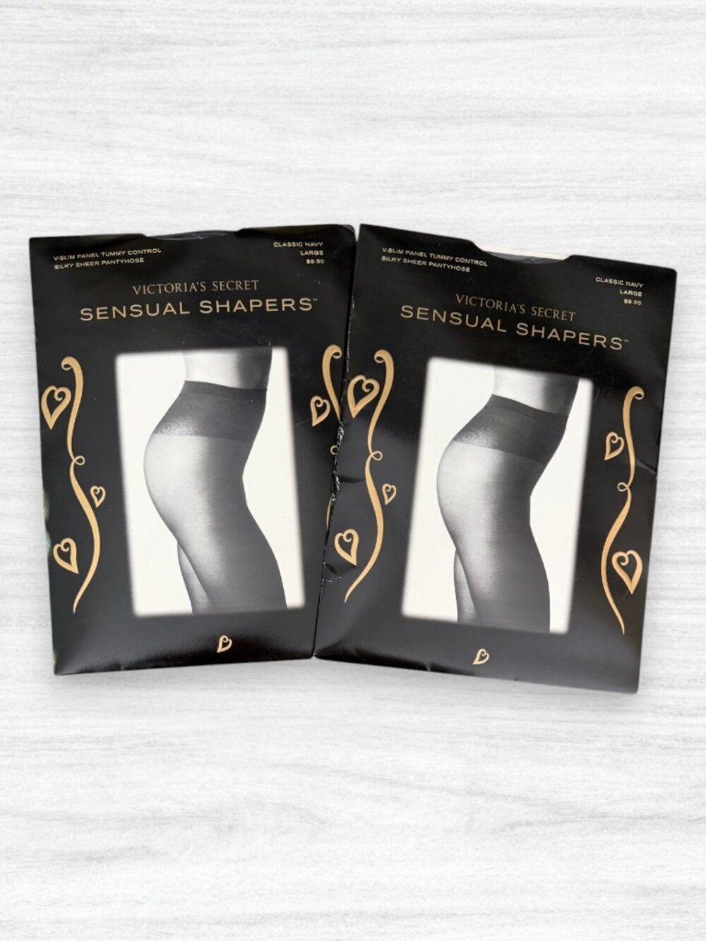 Vintage 90s Victoria’s Secret Sensual Shapers Sheer Navy Large Pantyhose 2 Pair